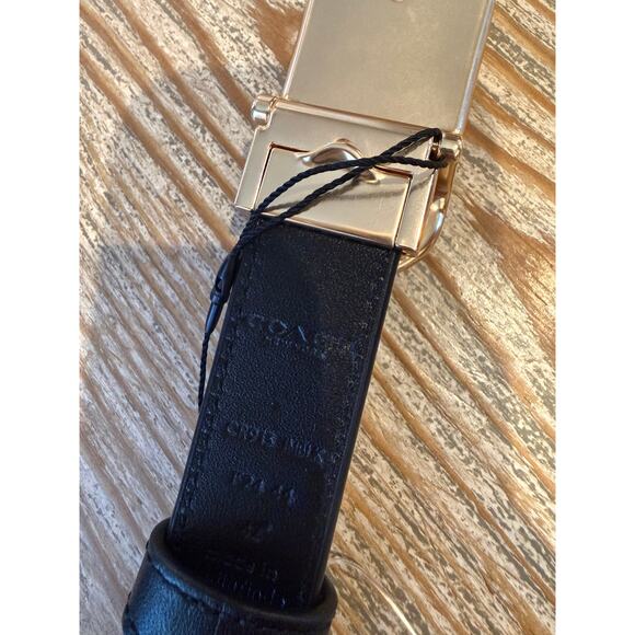 Coach Morgan Croc Embossed Logo Leather Belt Black Gold main image 6